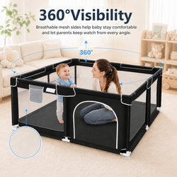 Soft-Padded Baby Playpen With Mat, Sturdy And Safe Playpen With Soft, Breathable Mesh Fabric, Suitable For Indoor And Outdoor Use, Portable And Removable Baby Playpen, Suitable For Infants And Toddlers, Essential For Babies.