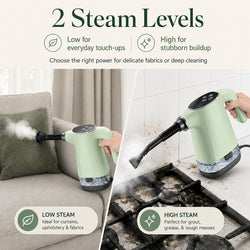 Handheld Steam Cleaner, Portable Steamer for Cleaning with 18PCS Accessories, 12s Fast Heating, Pressurized Steam Cleaner for Home, Kitchen, Bathroom, Car Detailing, Window, and Clothes, Green