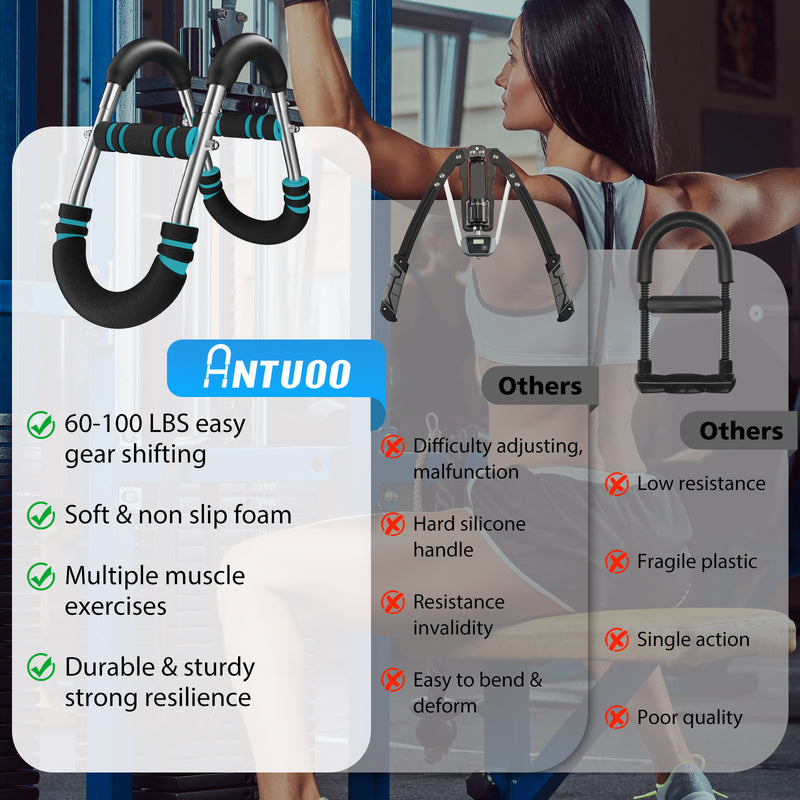 Twister Arm Trainer, 3 Adjustable Resistance Levels 60-100 lbs, Arm Trainer, Stainless Steel, Arm & Chest Workout Equipment for Men