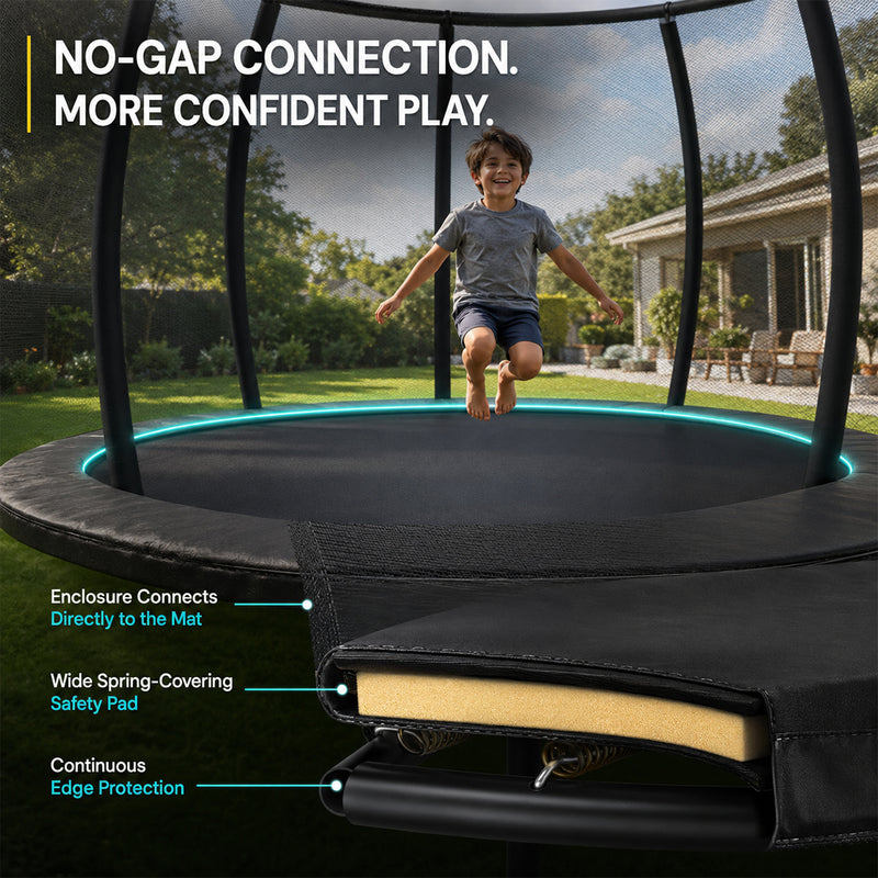 Outdoor Trampoline with Enclosure Net, ASTM & CPSIA Certified Heavy-Duty Backyard Trampoline for Kids
