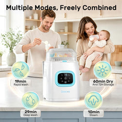 4-in-1 Baby Bottle Washer, Steam Sterilizer & Dryer with 60 Cleaning Tablets – 11 Modes