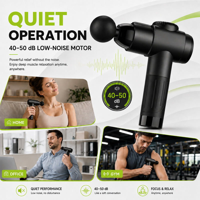 Deep Tissue Massage Gun with 10 Massage Heads, Cordless Percussion Massager for Back, Neck, Shoulders, Legs & Muscle Recovery, Black