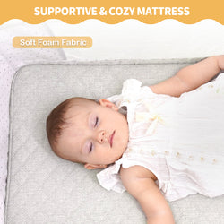Baby Bassinet Bedside Sleeper, 6 Heights, Cradle Mode, Wheels, Foldable Crib with Mattress
