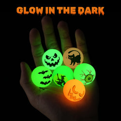 72-Count Glow-in-the-Dark Halloween Bouncy Balls, 1.18 in Rubber Party Favors, 6 Designs