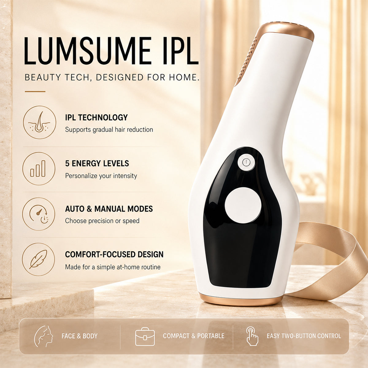 Hair Removal Device for Women and Men, 5 Levels, Auto & Manual Modes