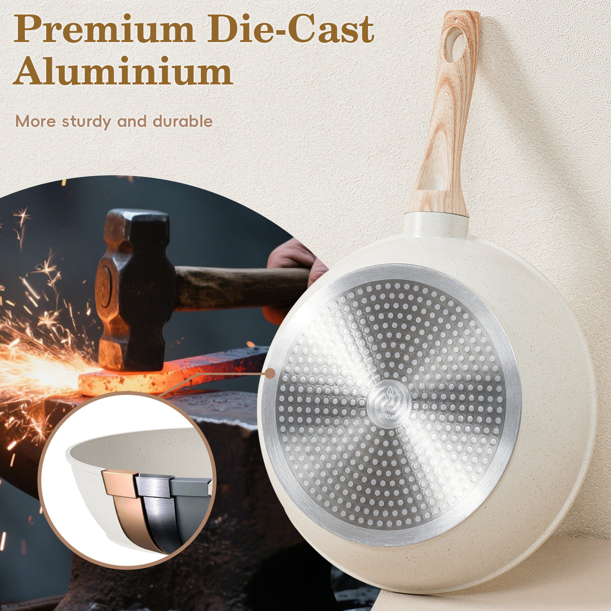 12 Pcs Pots and Pans Set, Nonstick Cookware Sets White Granite Induction Cookware, Non-toxic Healthy Non Stick Kitchen Cooking Set with Frying Pans Set, Saucepans,Steamer