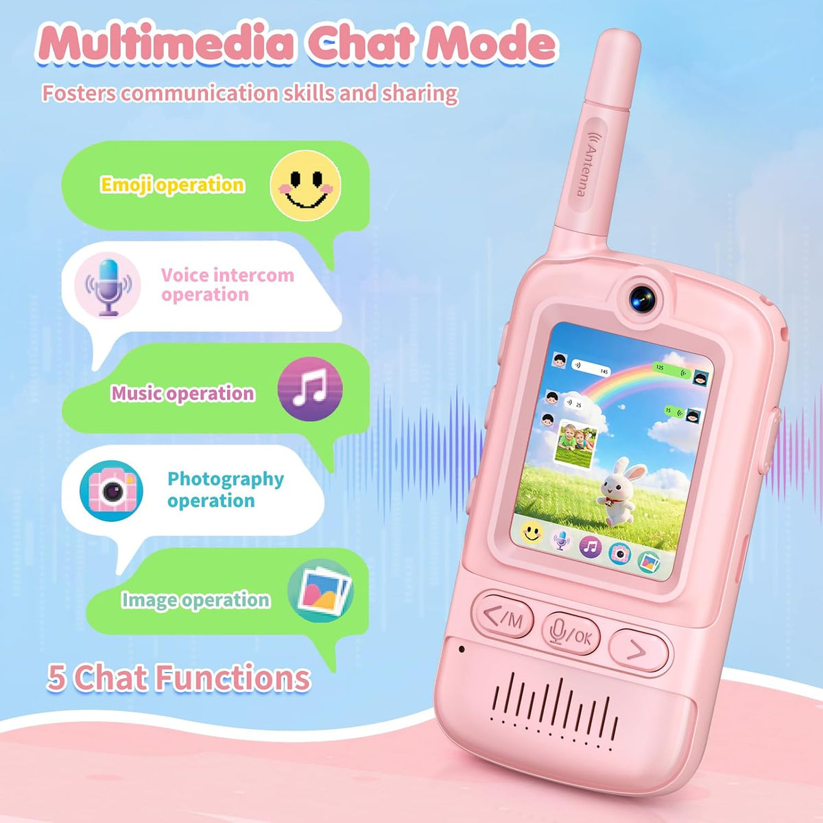 Kids Video Walkie Talkies 2 Pack with Camera, Voice Modes, Games & USB-C Charging