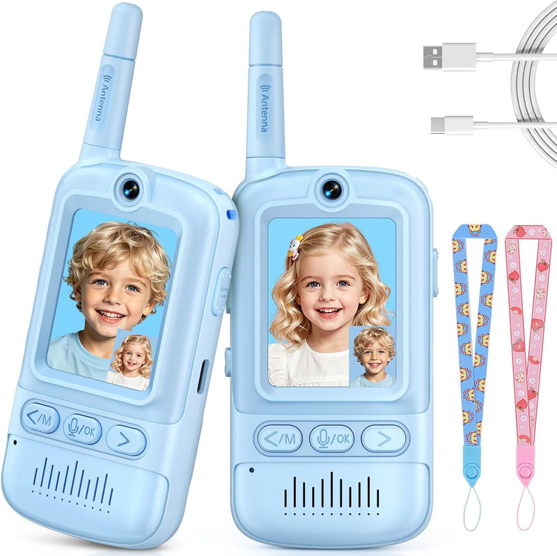Kids Video Walkie Talkies 2 Pack with Camera, Voice Modes, Games & USB-C Charging