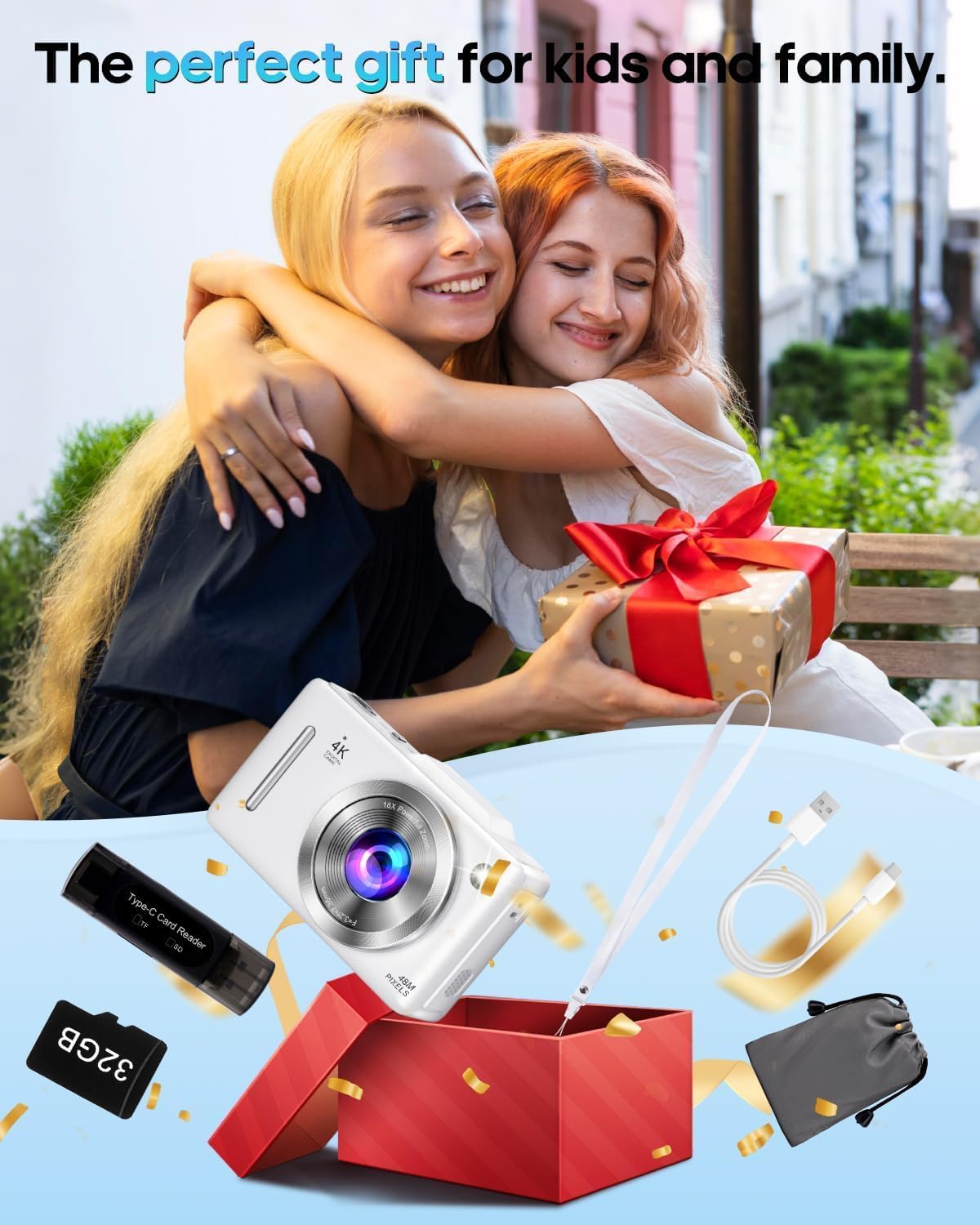 Compact Digital Camera with Autofocus, Zoom, Anti-Shake and Memory Card