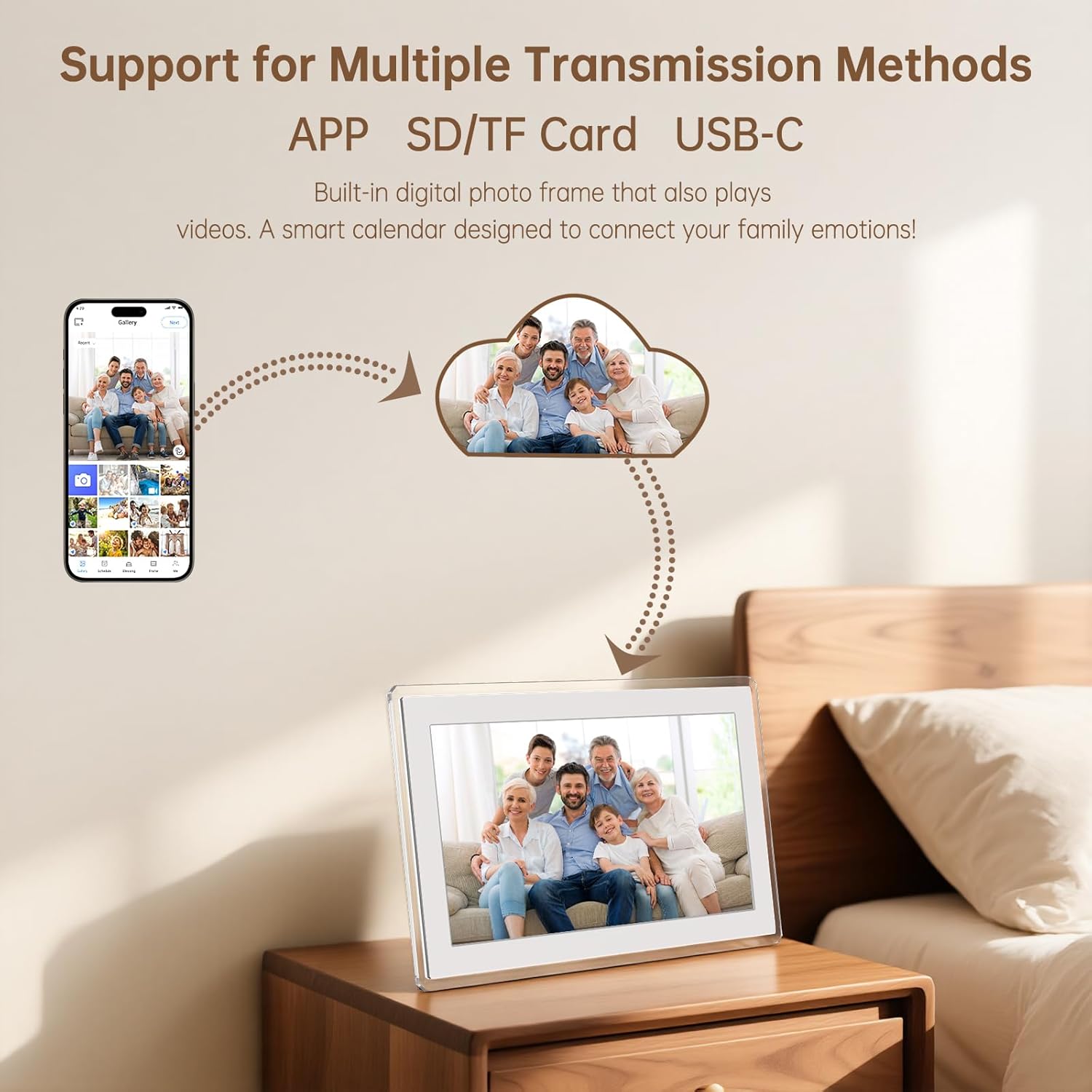 Digital Calendar Wall Touch Screen, 15.6 Inch Smart HD Electronic Calendar for Family & Chore Chart with Meal Planner, Built-in Digital Photo Frame