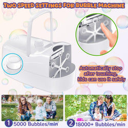 ubble Machine for Kids, High Output Bubble Maker Blower for Parties, Blue