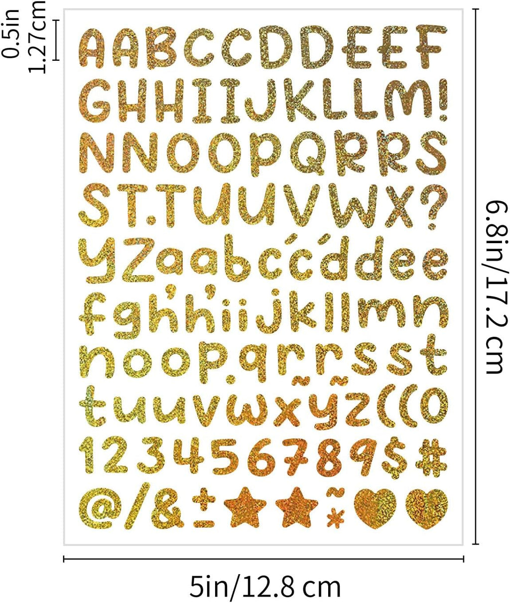 1356-Count Glitter Alphabet Stickers, 12-Sheet Multicolor Self-Adhesive Letter, Number and Symbol Stickers for Crafts and Scrapbooking