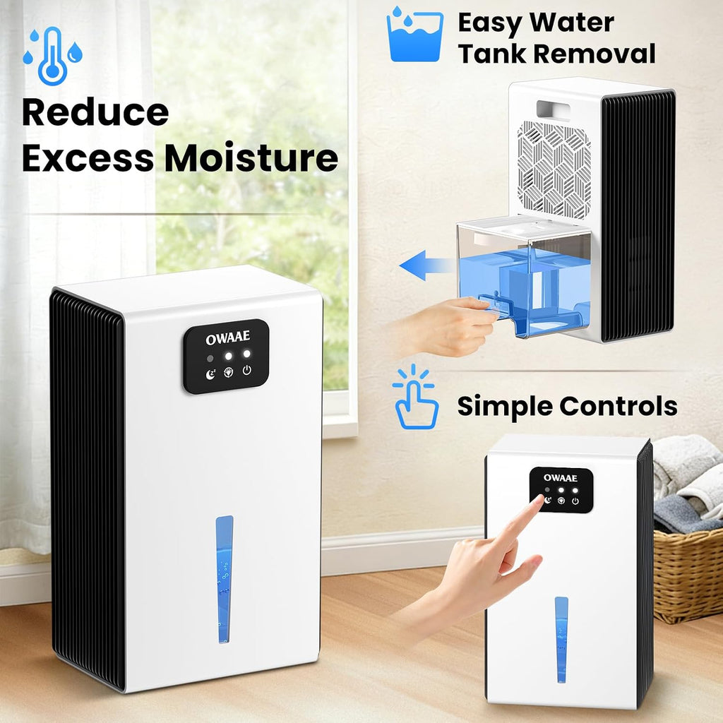 Quiet Portable Dehumidifier with Large Tank, Sleep Mode and Ambient Night Light