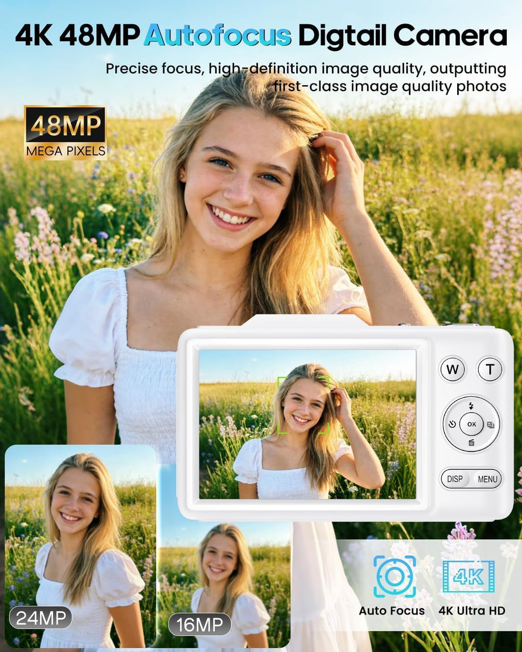 Compact Digital Camera with Autofocus, Zoom, Anti-Shake and Memory Card