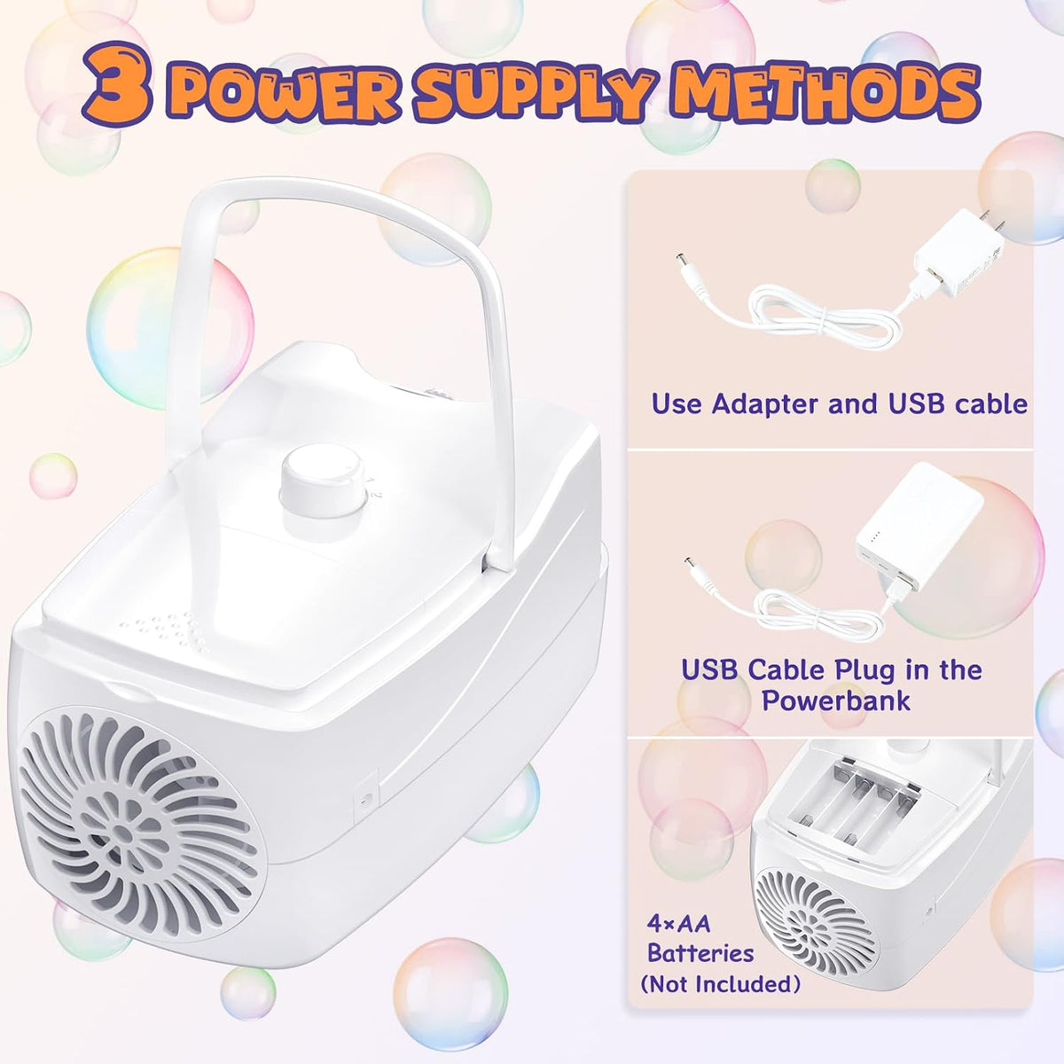 ubble Machine for Kids, High Output Bubble Maker Blower for Parties, Blue