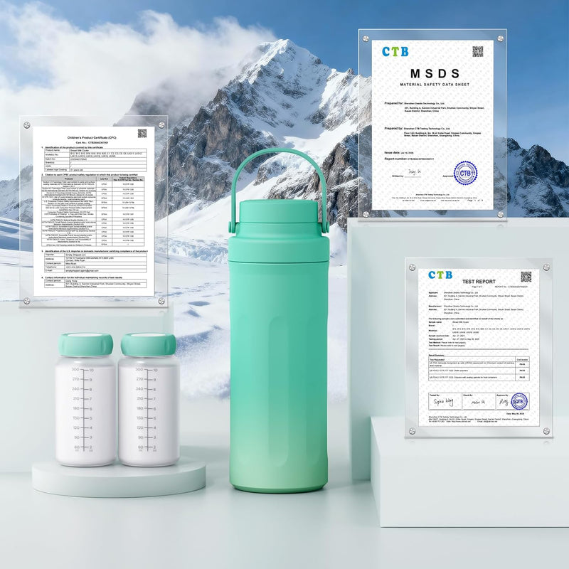 22oz Portable Breast Milk Cooler for Work & Travel, Breastmilk Cooler with 360° Total Cooling for 24 Hours & Leak-Proof Dual-Bottle for Breastfeeding Moms' All-Day Needs