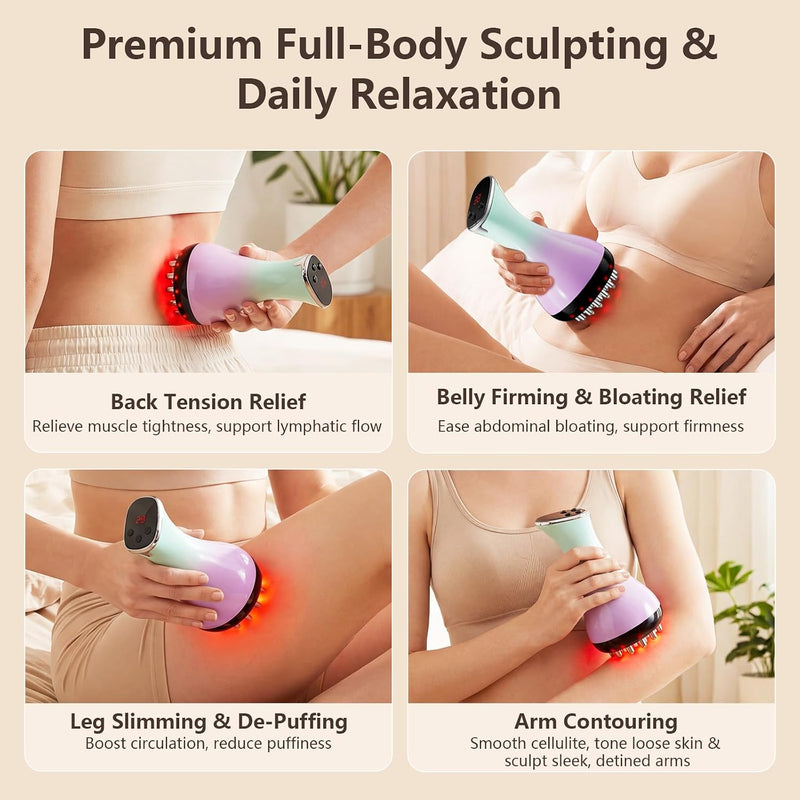 Cordless Lymphatic Massage Tool with Heat, Red Light, Vibration & Pulse for Full Body Care