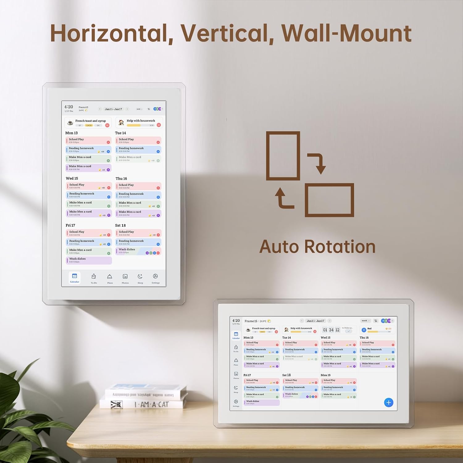 Digital Calendar Wall Touch Screen, 15.6 Inch Smart HD Electronic Calendar for Family & Chore Chart with Meal Planner, Built-in Digital Photo Frame