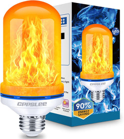 LED Flame Effect Light Bulbs 2-Pack, E26 Base, 4 Modes, Gravity Sensor, Warm Yellow