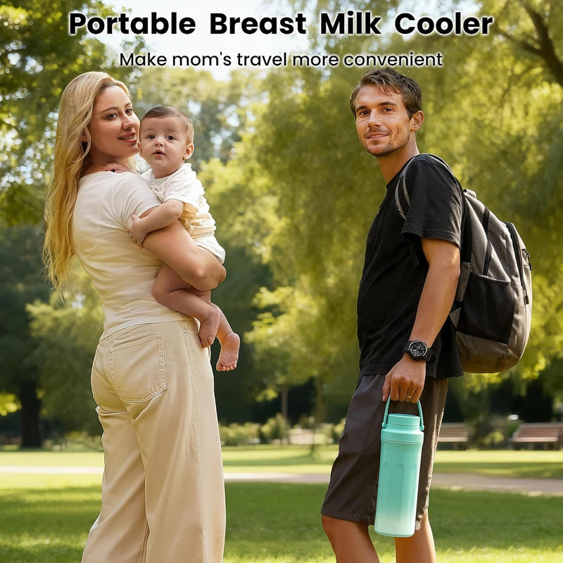 22oz Portable Breast Milk Cooler for Work & Travel, Breastmilk Cooler with 360° Total Cooling for 24 Hours & Leak-Proof Dual-Bottle for Breastfeeding Moms' All-Day Needs