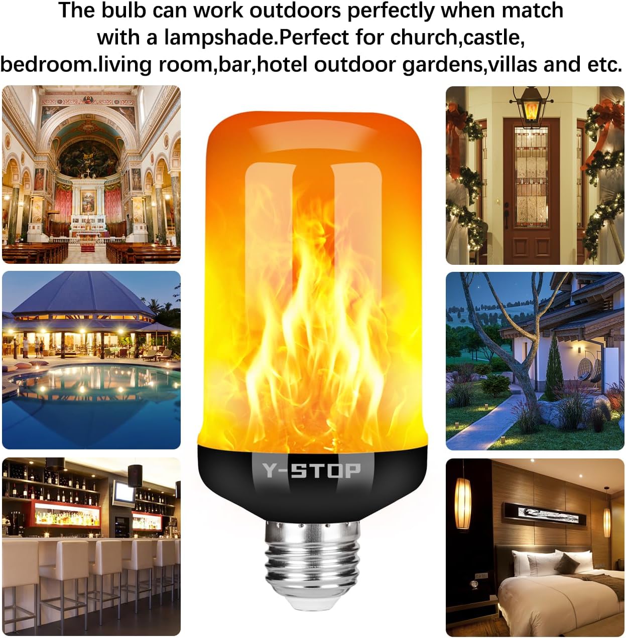 LED Flame Effect Light Bulb with 4 Lighting Modes E26 Base for Halloween Christmas Party Decor