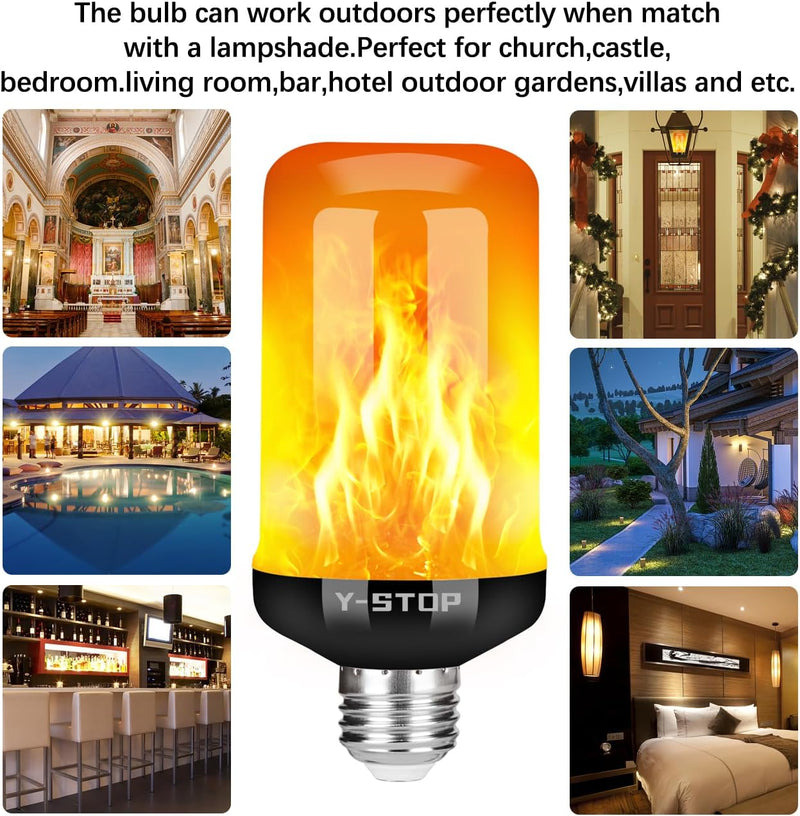LED Flame Effect Light Bulb with 4 Lighting Modes E26 Base for Halloween Christmas Party Decor