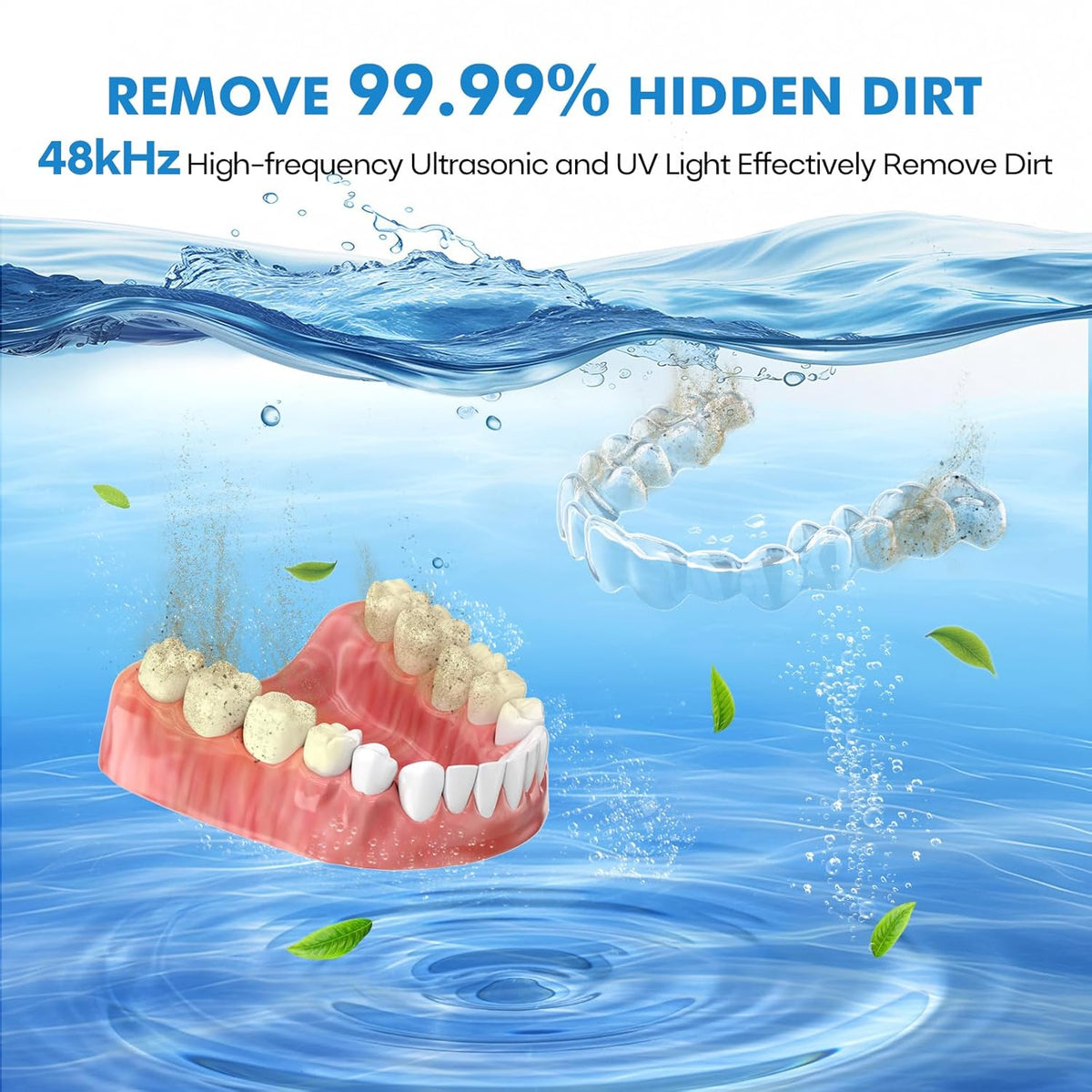 Ultrasonic Retainer Cleaner, 48kHz Denture & Jewelry Cleaner, 200ML Black