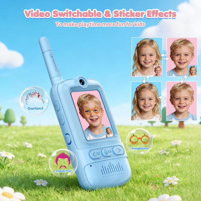 Kids Video Walkie Talkies 2 Pack with Camera, Voice Modes, Games & USB-C Charging