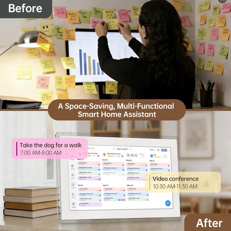 Digital Calendar Wall Touch Screen, 15.6 Inch Smart HD Electronic Calendar for Family & Chore Chart with Meal Planner, Built-in Digital Photo Frame