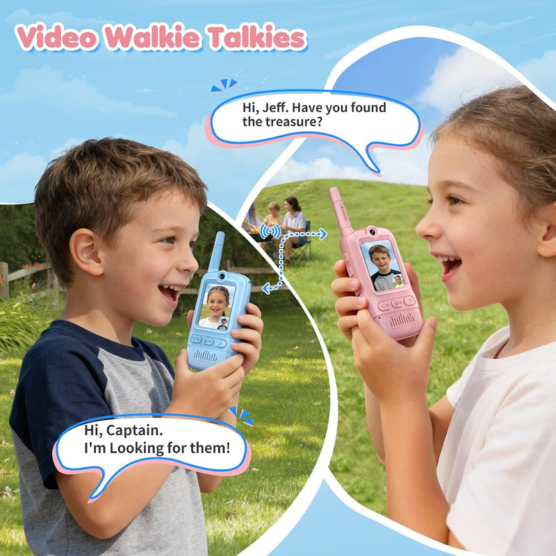 Kids Video Walkie Talkies 2 Pack with Camera, Voice Modes, Games & USB-C Charging