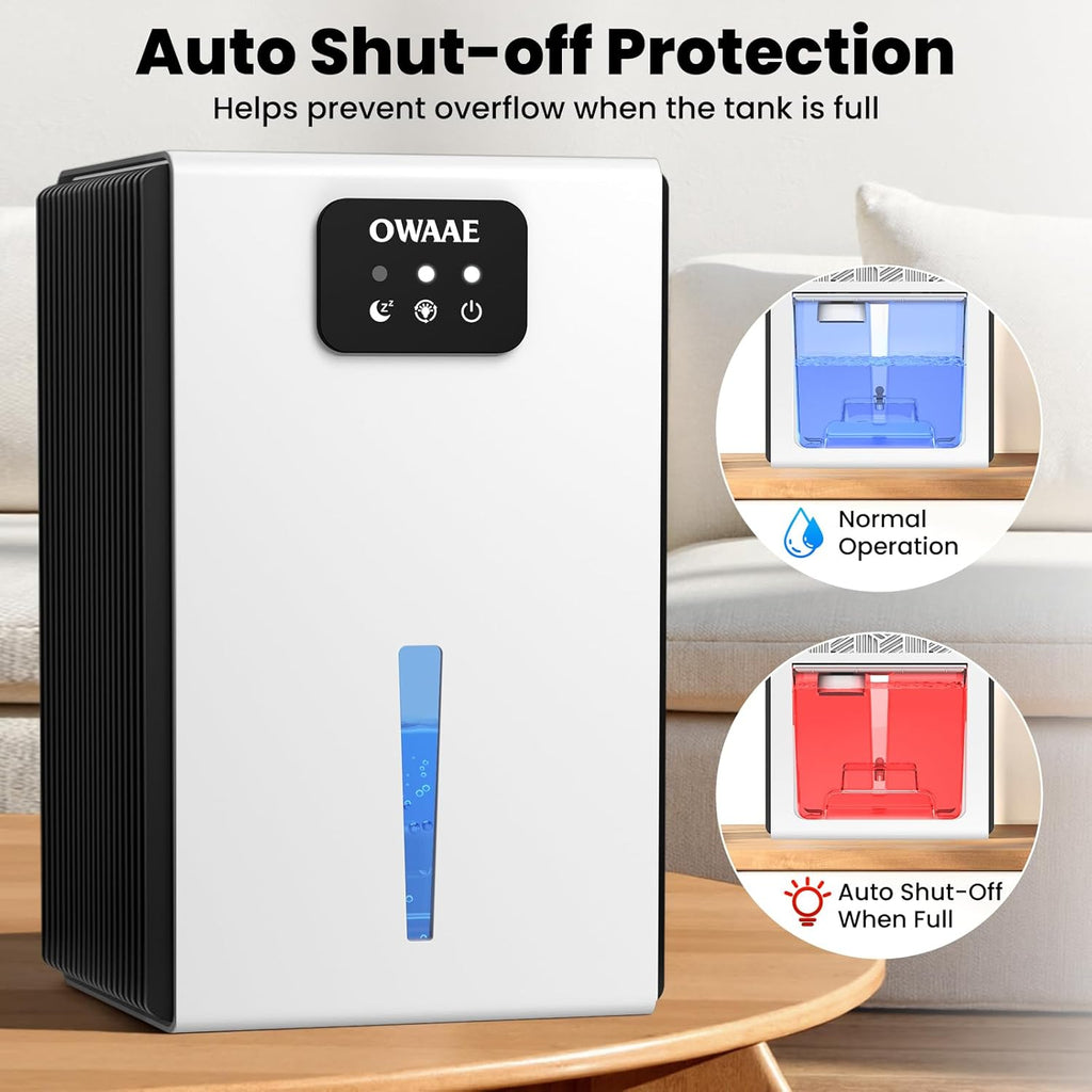 Quiet Portable Dehumidifier with Large Tank, Sleep Mode and Ambient Night Light