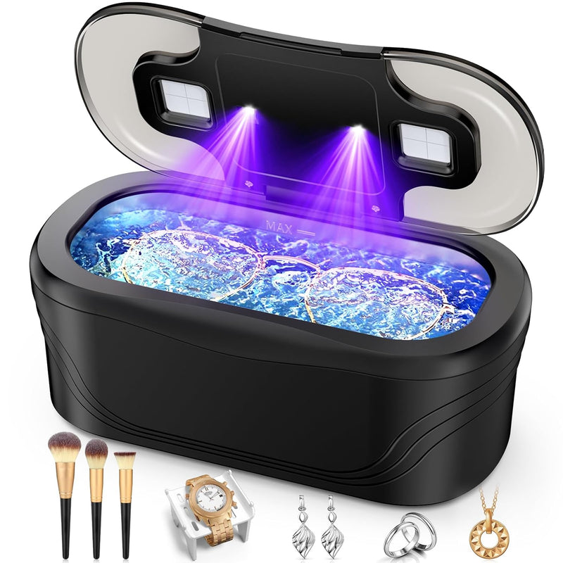 Raugbeyvo 48kHz Ultrasonic Jewelry Cleaner with UV Light and 3 Modes, 400mL