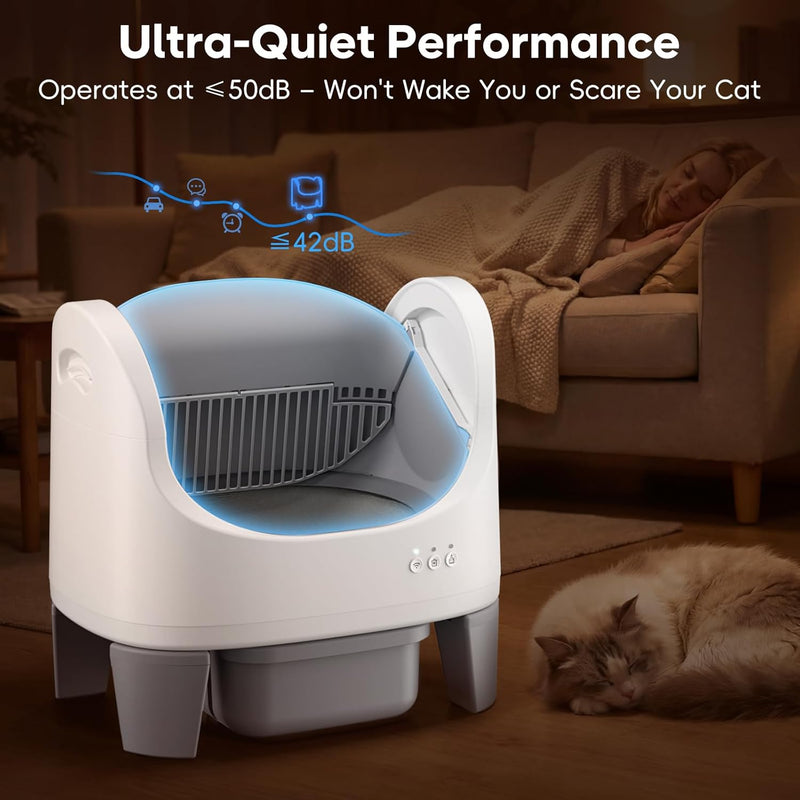 Automatic Litter Box,Self Cleaning Litter Box for Multiple Cats with Open Top Design