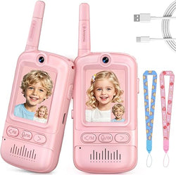 Kids Video Walkie Talkies 2 Pack with Camera, Voice Modes, Games & USB-C Charging