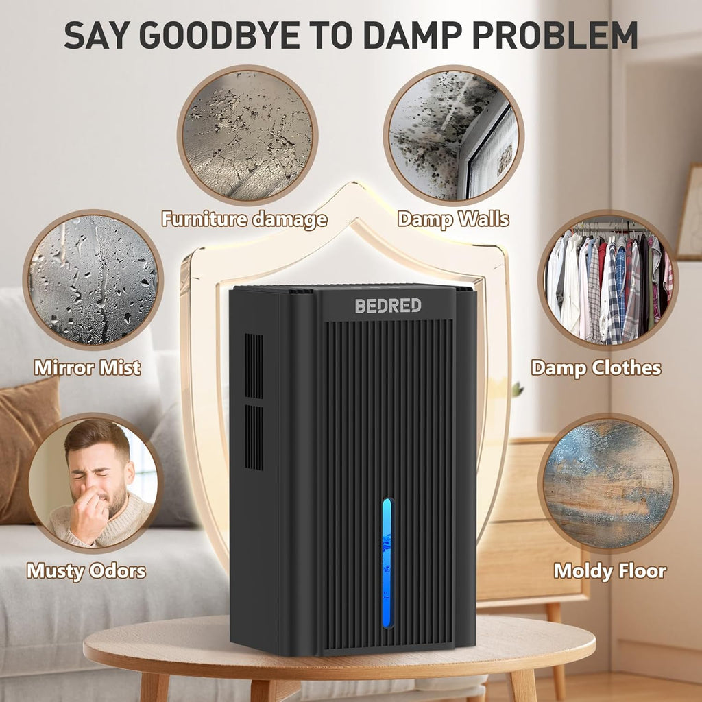 Portable Dehumidifier for Bedroom, Bathroom and Closet with Quiet Operation and Auto Shutoff