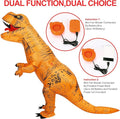 Adult Inflatable T-Rex Dinosaur Costume with Fan, One Size Fits Most - Brown