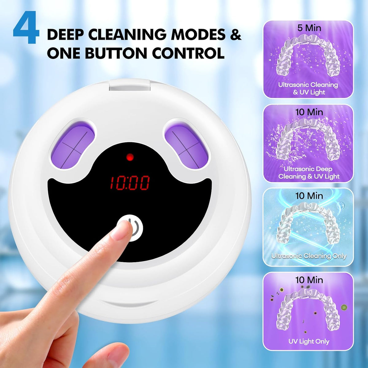 Ultrasonic Retainer Cleaner, 48kHz Denture & Jewelry Cleaner, 200ML Black