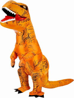 Adult Inflatable T-Rex Dinosaur Costume with Fan, One Size Fits Most - Brown
