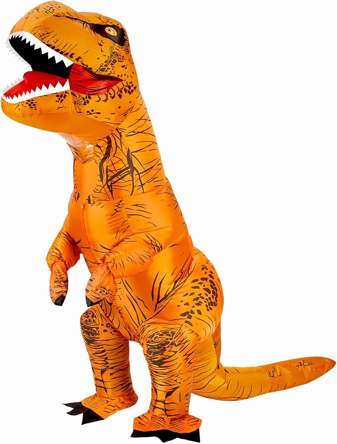 Adult Inflatable T-Rex Dinosaur Costume with Fan, One Size Fits Most - Brown