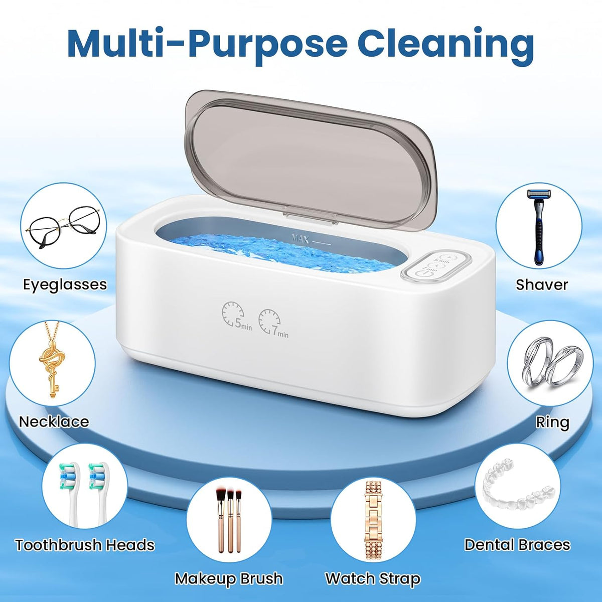 Ultrasonic Jewelry Cleaner with Dual Cleaning Modes and Stainless Steel Tank