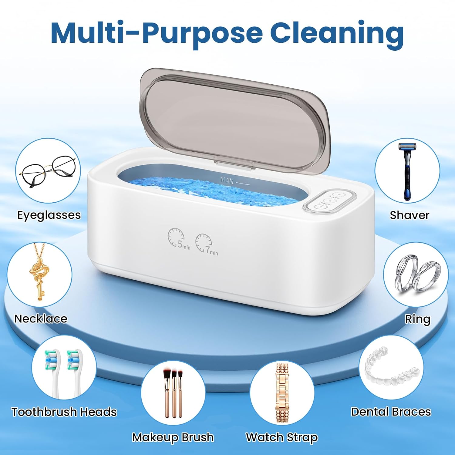 Ultrasonic Jewelry Cleaner with Dual Cleaning Modes and Stainless Steel Tank