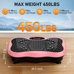 Vibration Plate Exercise Machine with 130 Speeds, Bluetooth, Remote and Resistance Bands