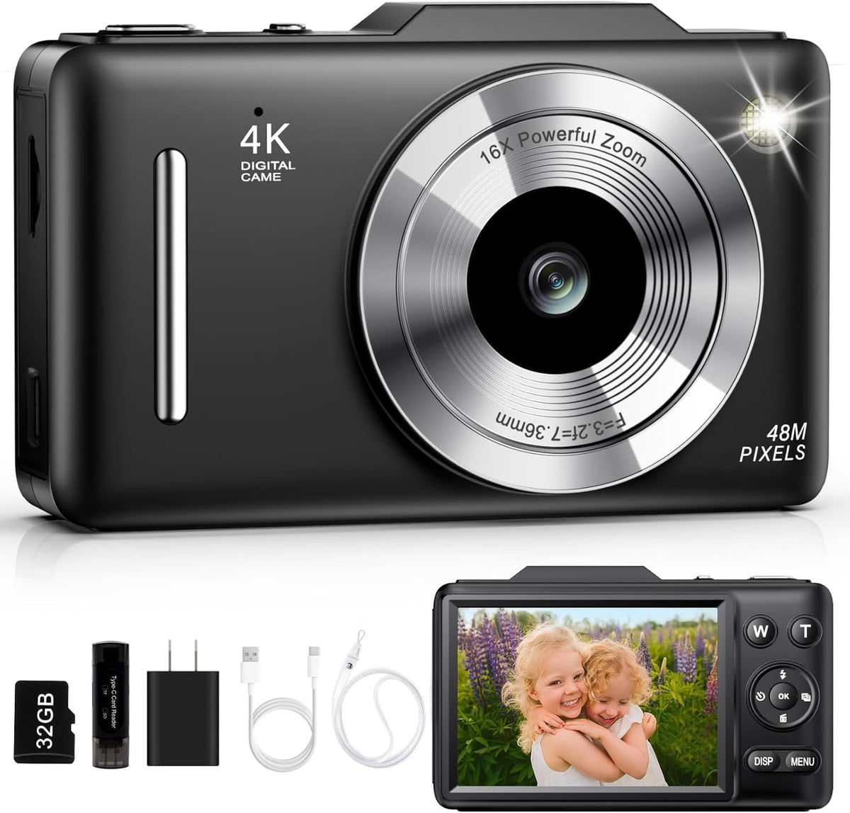 Compact Digital Camera with Autofocus, Zoom, Anti-Shake and Memory Card