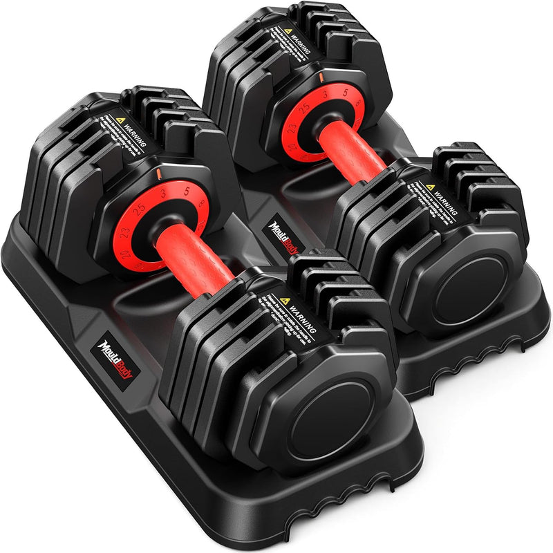Adjustable Dumbbell Set Pair, 10-in-1 Free Weights for Home Gym Workouts