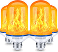LED Flame Effect Light Bulbs 2-Pack, E26 Base, 4 Modes, Gravity Sensor, Warm Yellow