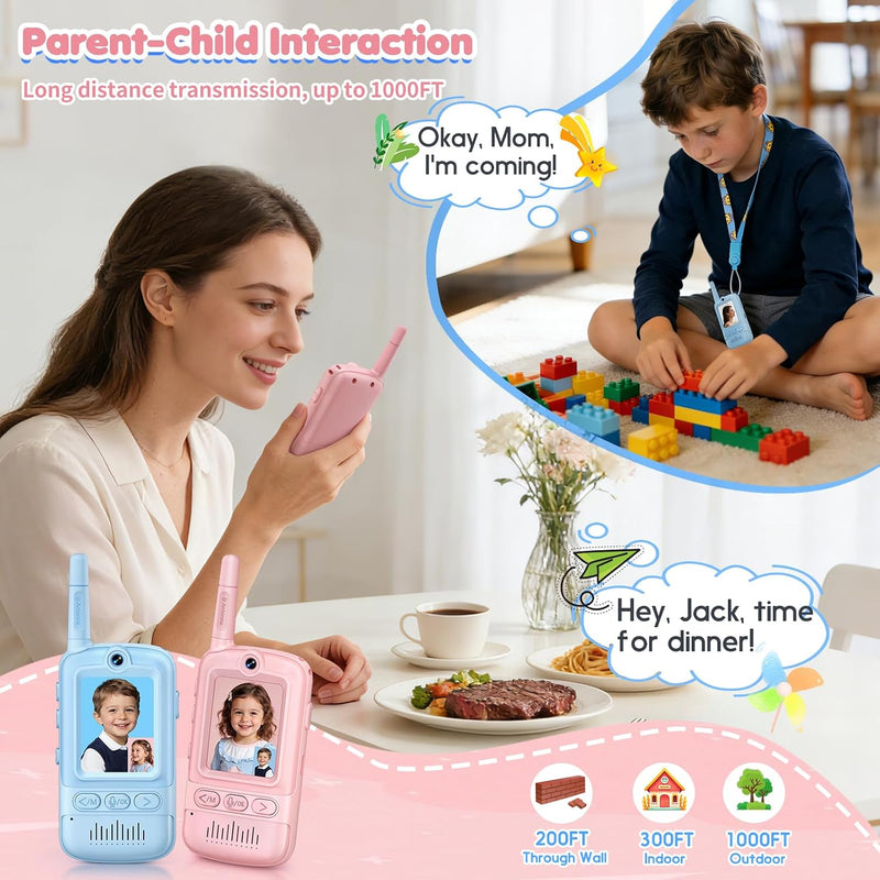 Kids Video Walkie Talkies 2 Pack with Camera, Voice Modes, Games & USB-C Charging