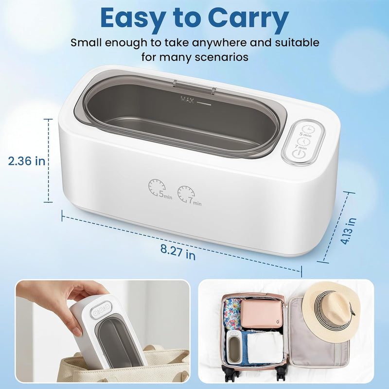 Ultrasonic Jewelry Cleaner with Dual Cleaning Modes and Stainless Steel Tank