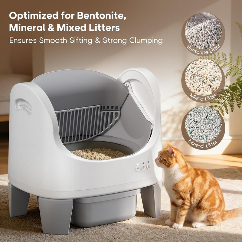 Automatic Litter Box,Self Cleaning Litter Box for Multiple Cats with Open Top Design