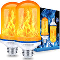 LED Flame Effect Light Bulbs 2-Pack, E26 Base, 4 Modes, Gravity Sensor, Warm Yellow