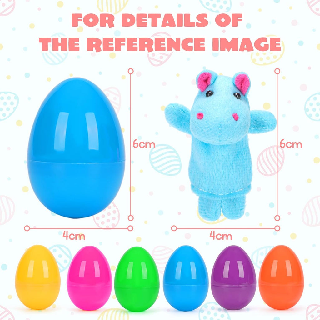 24-Count Prefilled Easter Eggs with Plush Animal Finger Puppets, Easter Basket Stuffers and Egg Hunt Party Favors